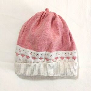 mayoral pink cotton knit infant winter tuque hat 6-9 months baby girl
